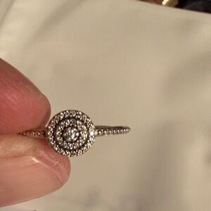 Elegant Silver-Tone Ring with Crystal Accents